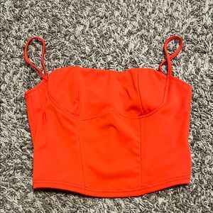 Amazon Red Spaghetti Strap Bustier Crop Top